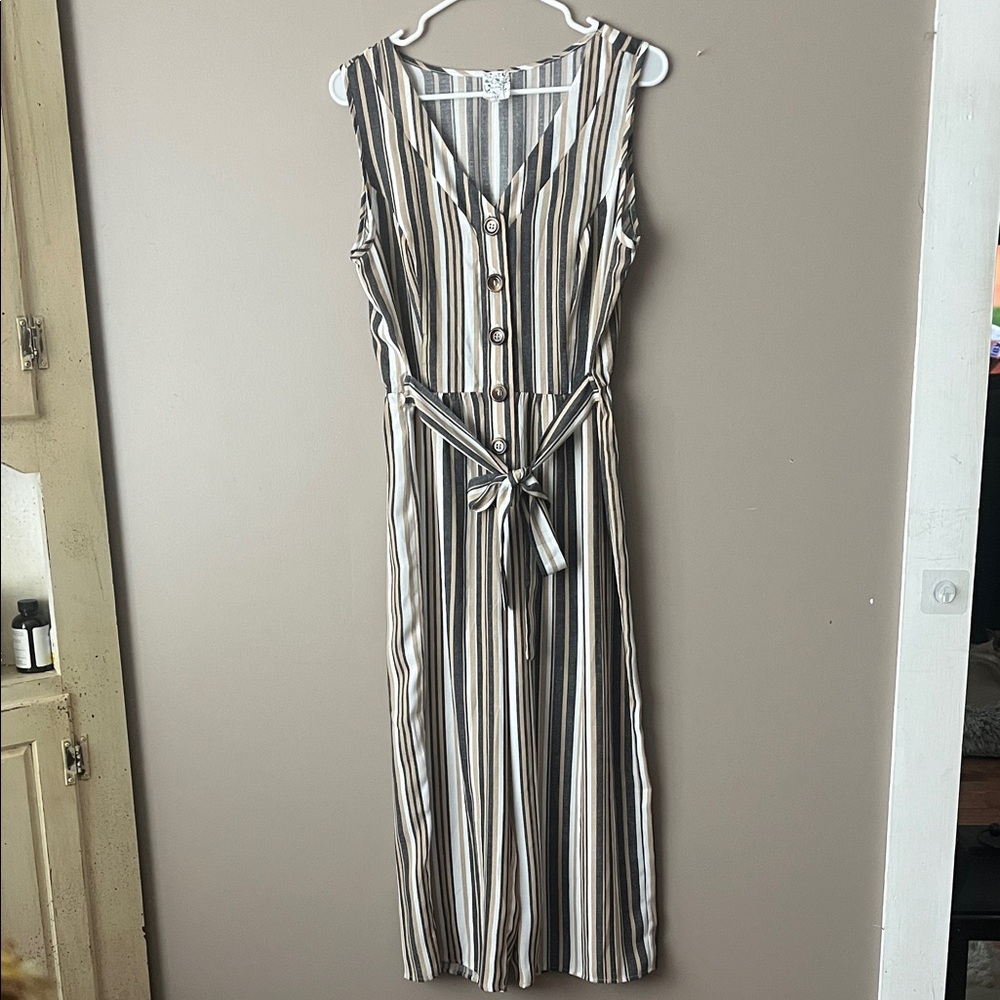 NAIF Striped Sleeveless Jumpsuit with Belt